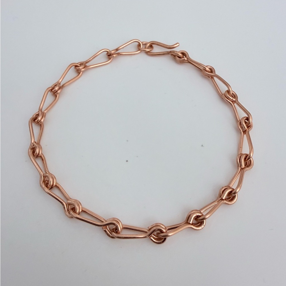 Handmade Minimalist Copper Wire Chain Link Bracelet - Hypoallergenic